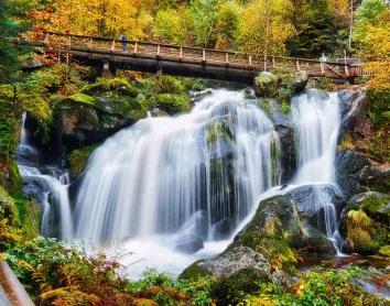 Allemagne Pont Rivière Cascade Automne Forêt